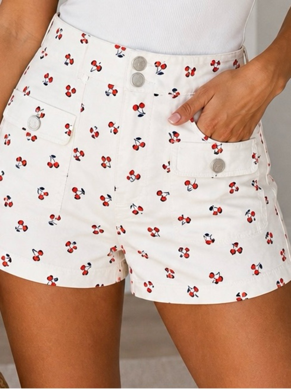 Kate Spade New York Cherry Print Shorts Size 14 High Waist Summer Designer Chic